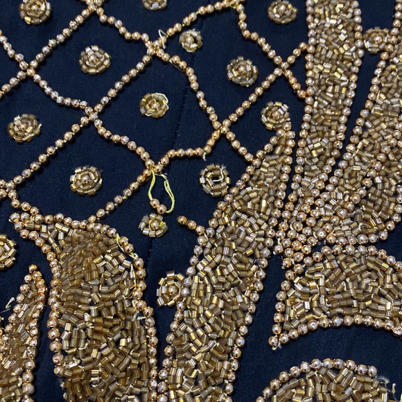Vintage 70s 80s Beaded Sequin Gold Disco Maxi Cocktail Dress Pageant Gown - Picture 14 of 16